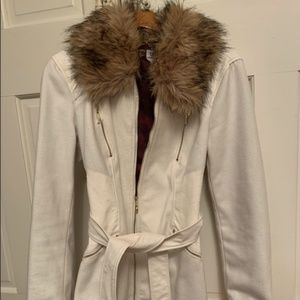 BEBE Faux Fur Trench Coat